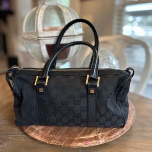 Gucci mini Boston bag canvas and leather